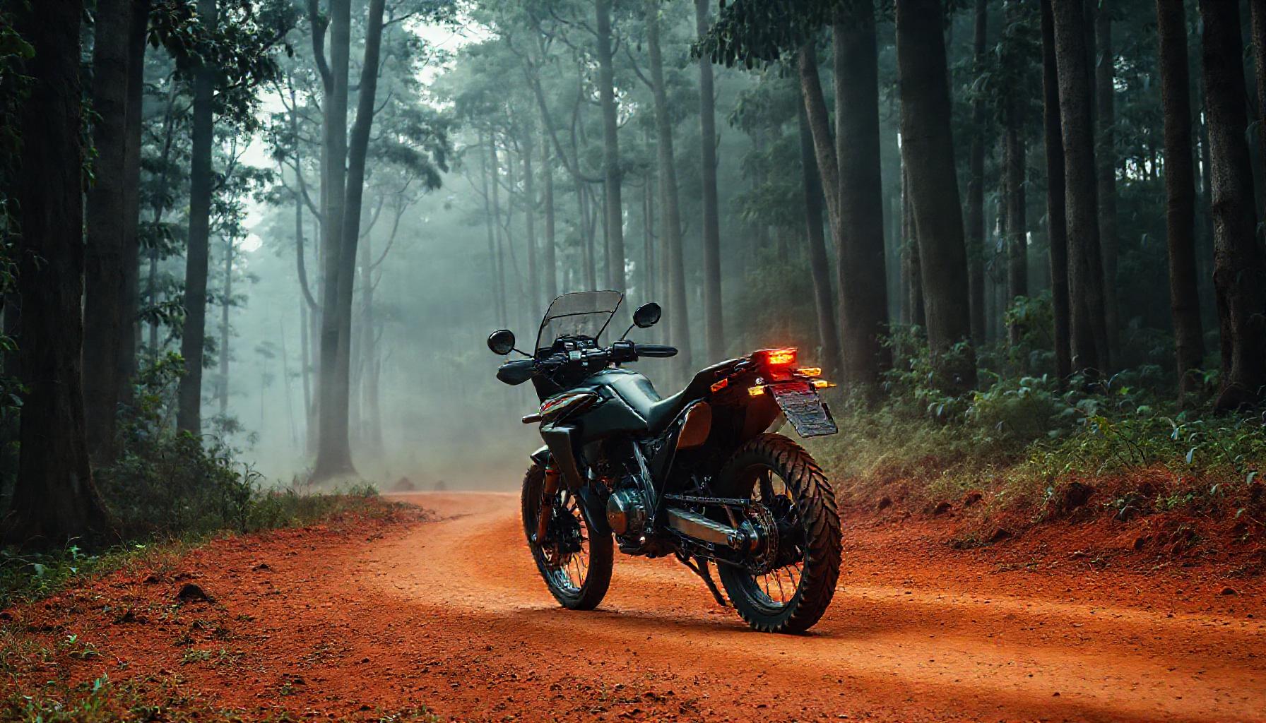 Trail adventure em estrada de terra no Brasil entre vegetacao nativa